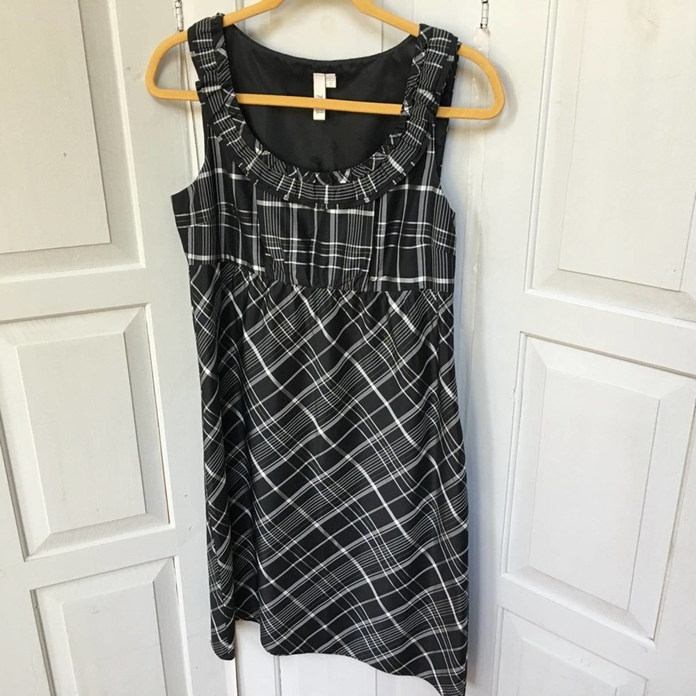 Fossil Black & White Plaid Sleeveless Silk Dress - Picture 6 of 9